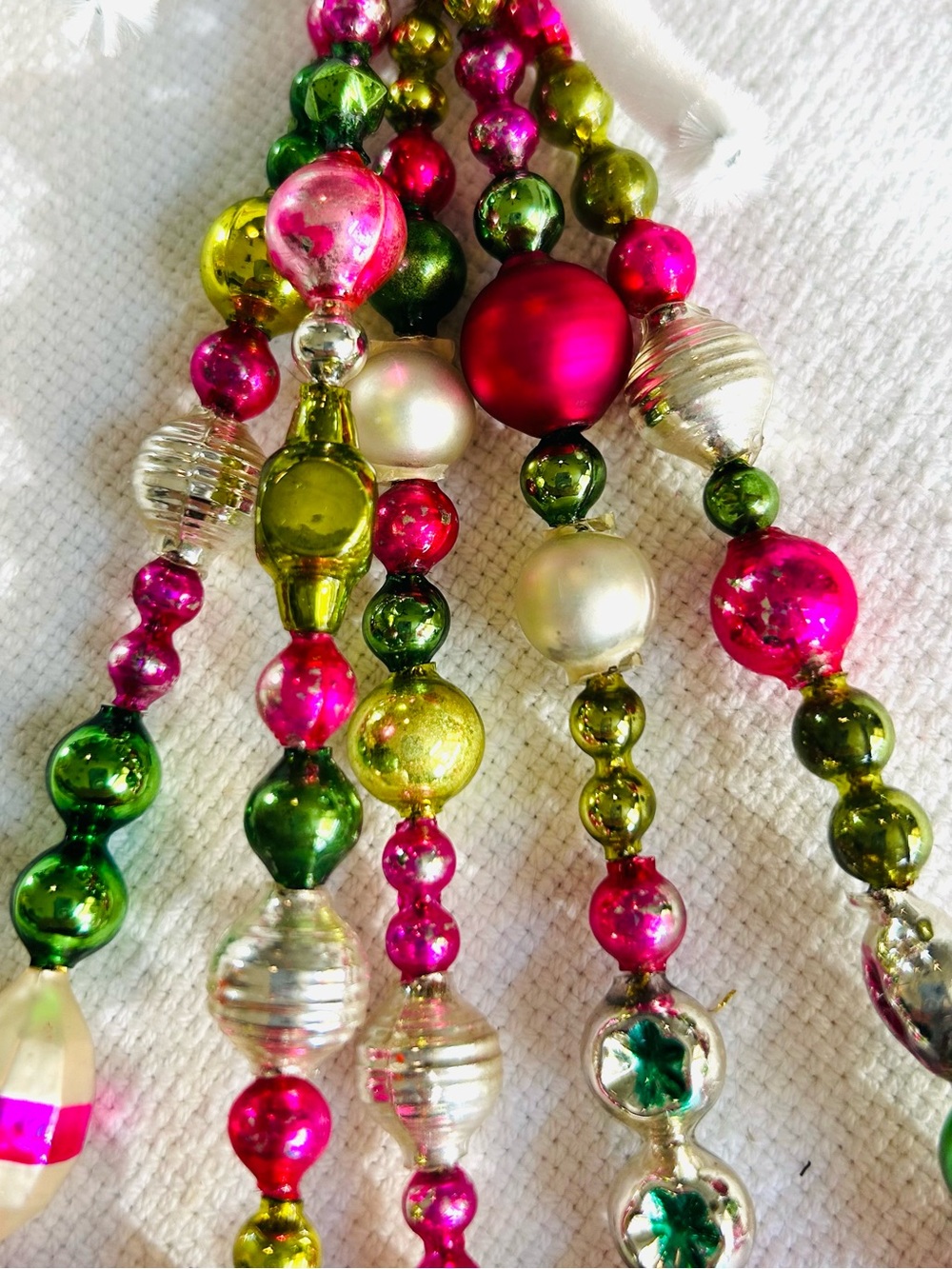 Vintage repurposed mercury glass garland bead icicle holiday Christmas ornaments - Picture 2 of 6